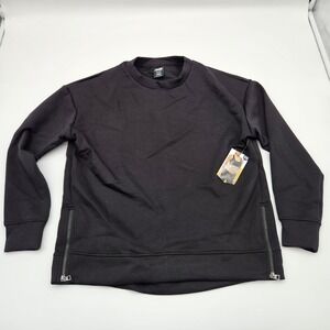 AVIA Womens‎ Black Crew Neck Long Sleeve Zipper Side Sweatshirt XS